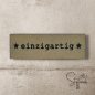 Preview: Label - "einzigartig" -  ca. 1,5 cm x 4,5 cm - Kunstleder ++ Farbauswahl ++
